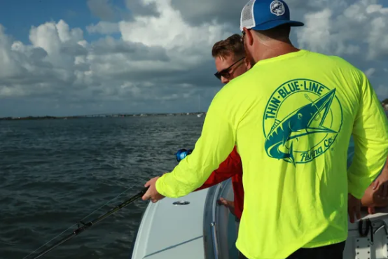 (SAFETY & BLUE) THIN BLUE LINE FISHING COMPANY MOISTURE WICKING