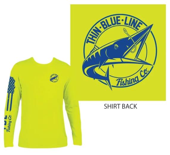 (SAFETY & BLUE) THIN BLUE LINE FISHING COMPANY MOISTURE WICKING