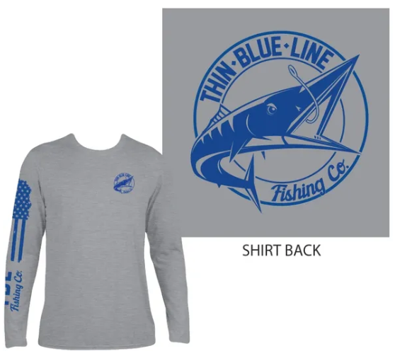 (SPORT GREY) THIN BLUE LINE FISHING COMPANY MOISTURE WICKING
