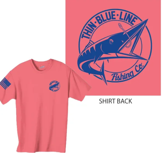 KIDS (CHARISMA CORAL) THIN BLUE LINE FISHING CO. TAGLESS TEE